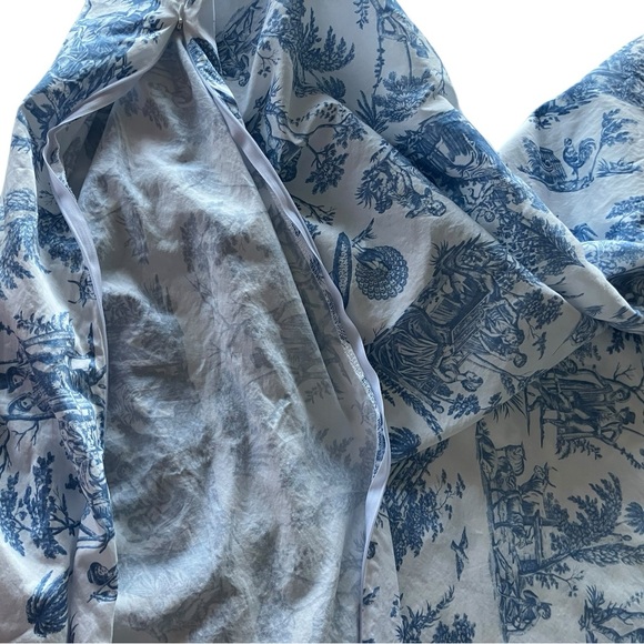 French Country Scenic Toile Design Romantic Cotton Blue White Full Queen Duvet - Picture 5 of 9